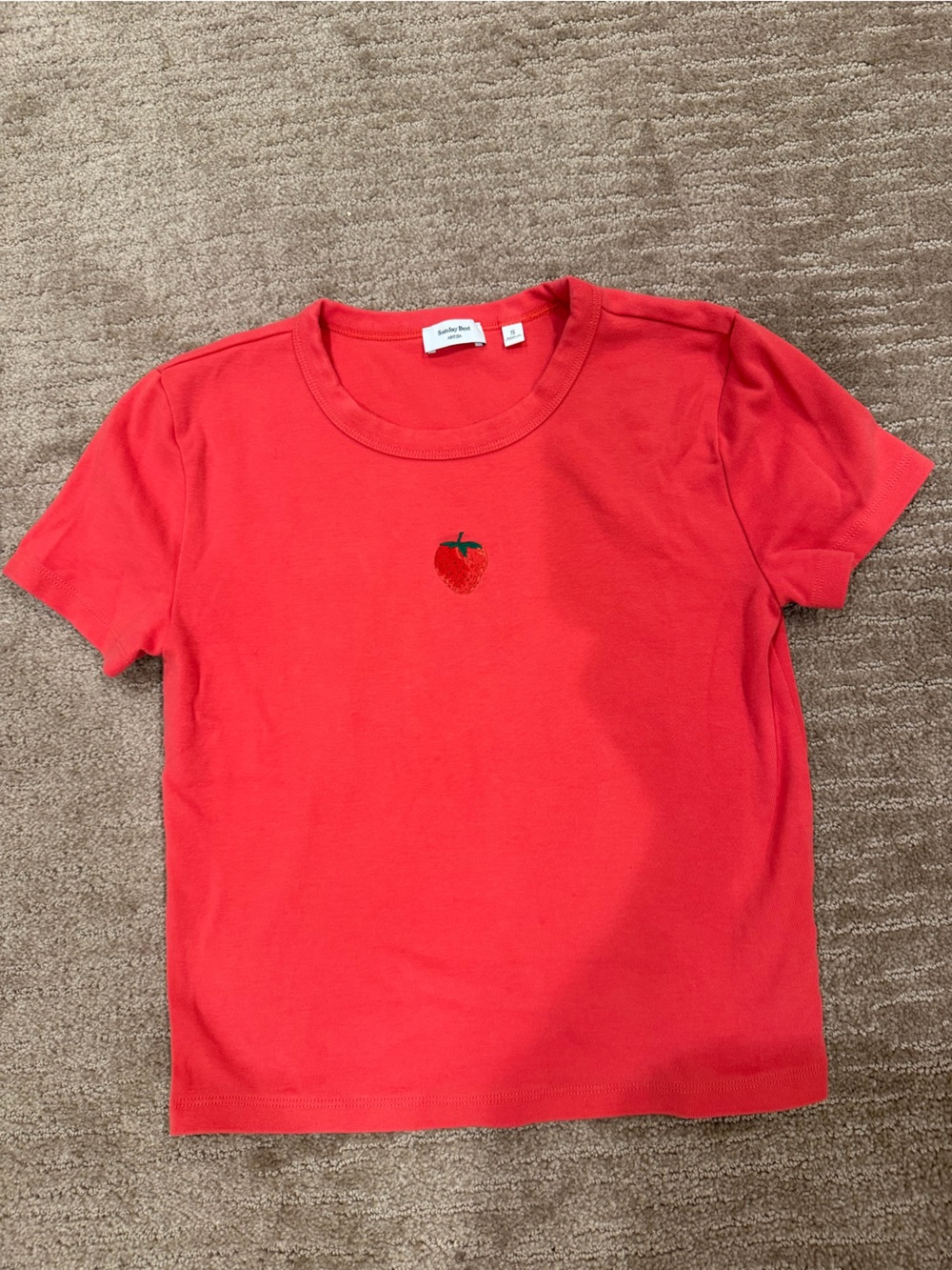 Aritzia Red Cotton Cropped Tee